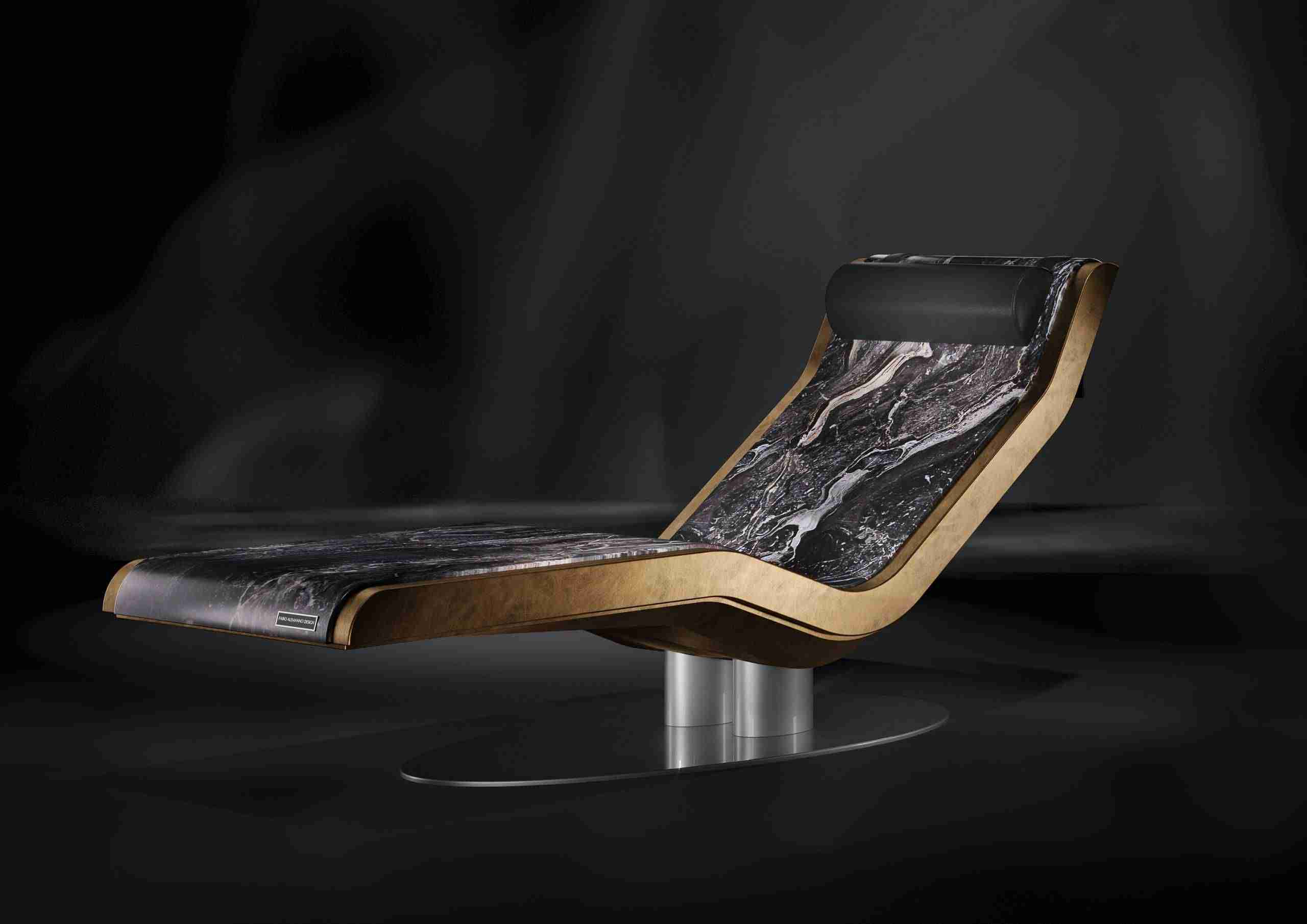 Caesar Front View — Minimal Black Marble Surface With Gentle Contours For Luxurious Comfort.