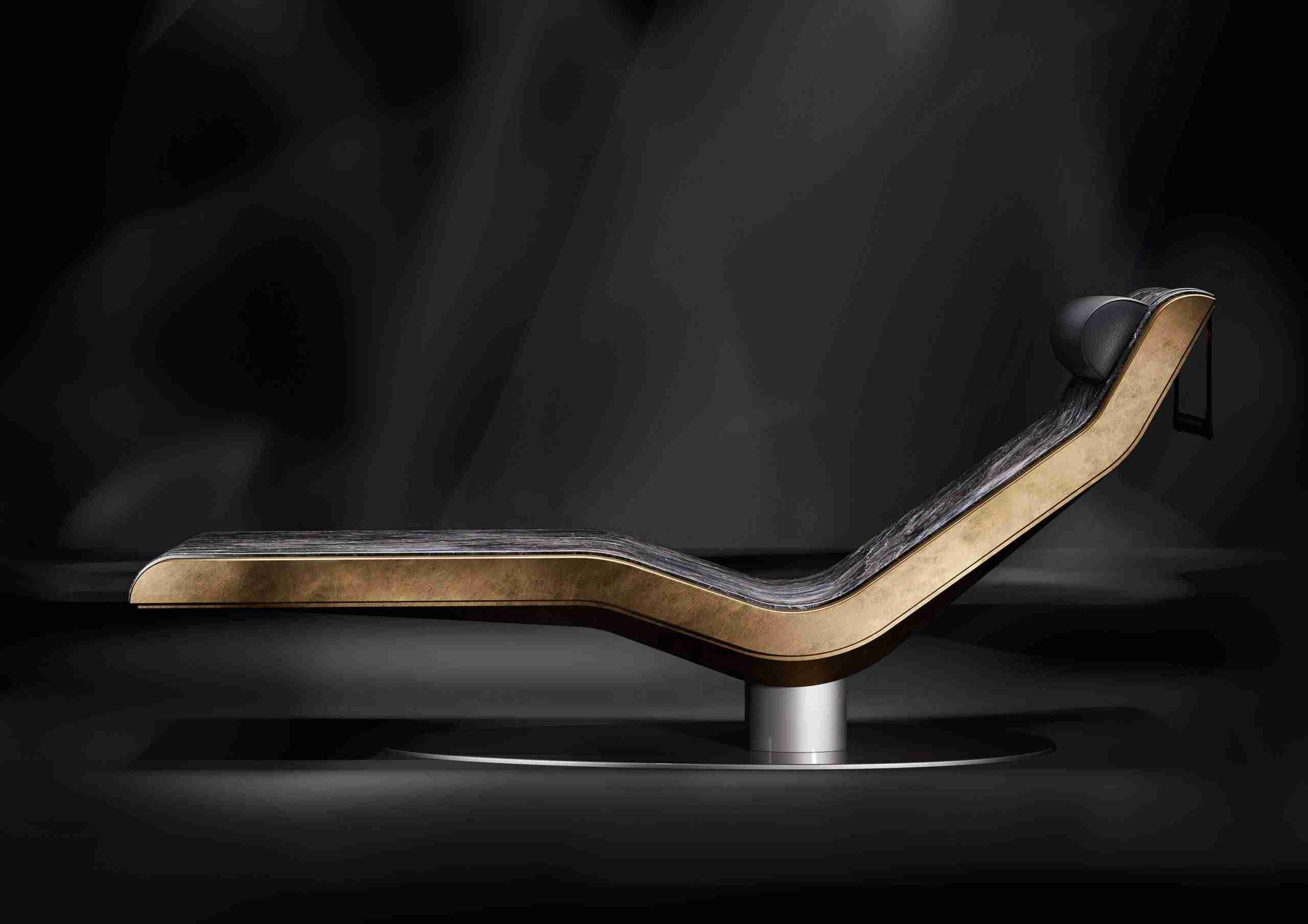 Caesar Side Profile — Ergonomic Heated Chaise Longue With Fluid Curve And Fir Warmth For Designer Wellness Suites.