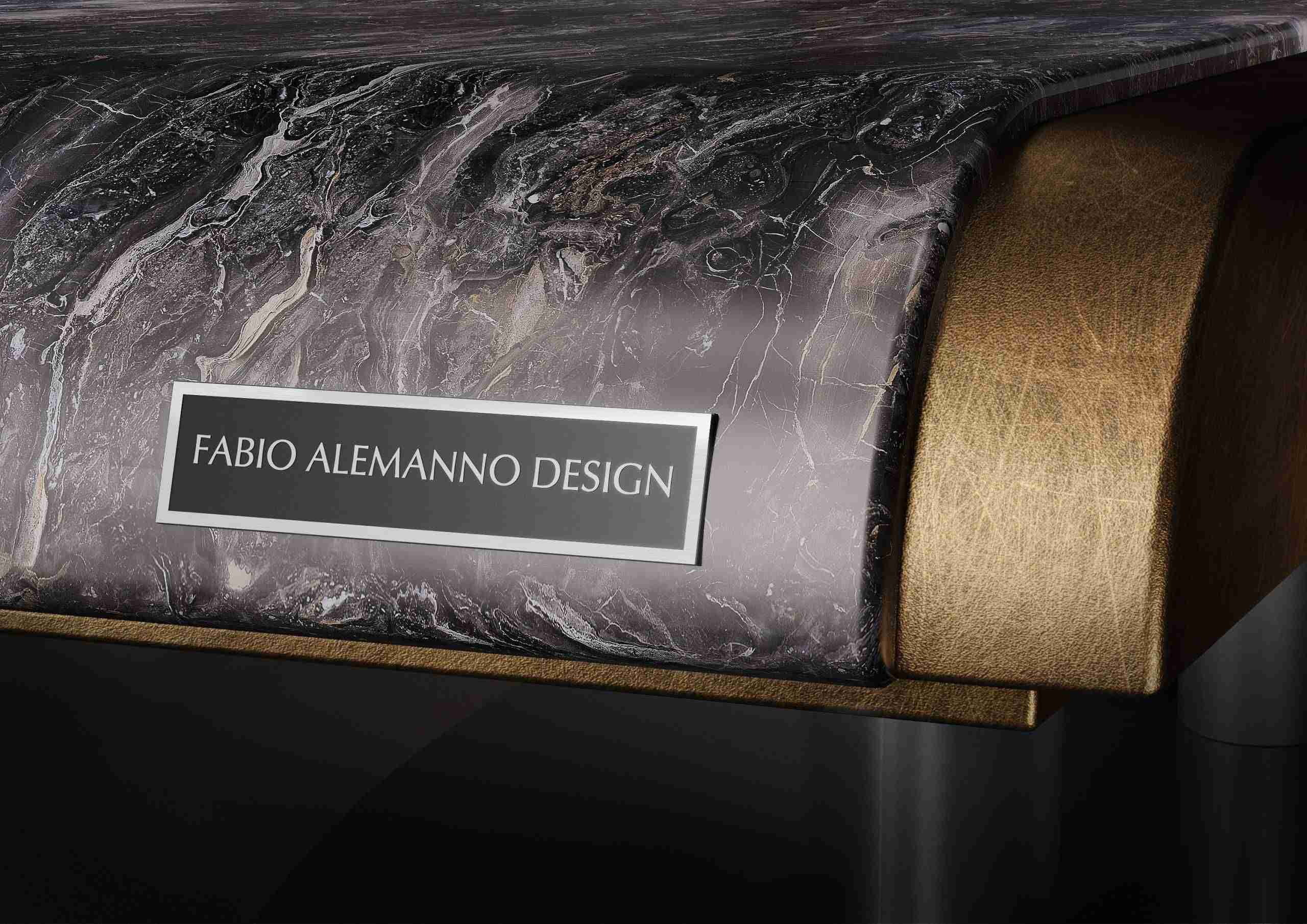 Caesar Signature Plaque — Fabio Alemanno Design Engraving Set Into Nero Marquina Marble.