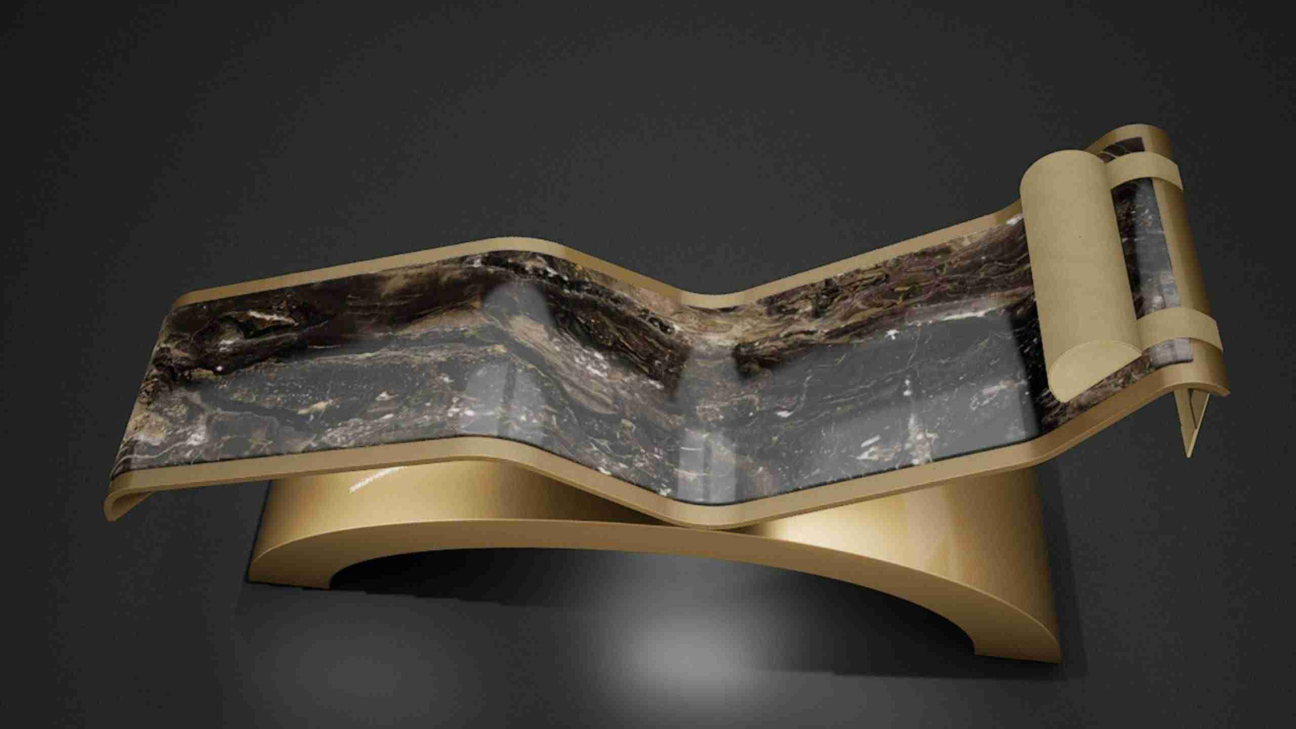 Top View Of Diva Classico Heated Marble Lounger — Ergonomic Surface And Refined Wellness Design By Fabio Alemanno Design.
