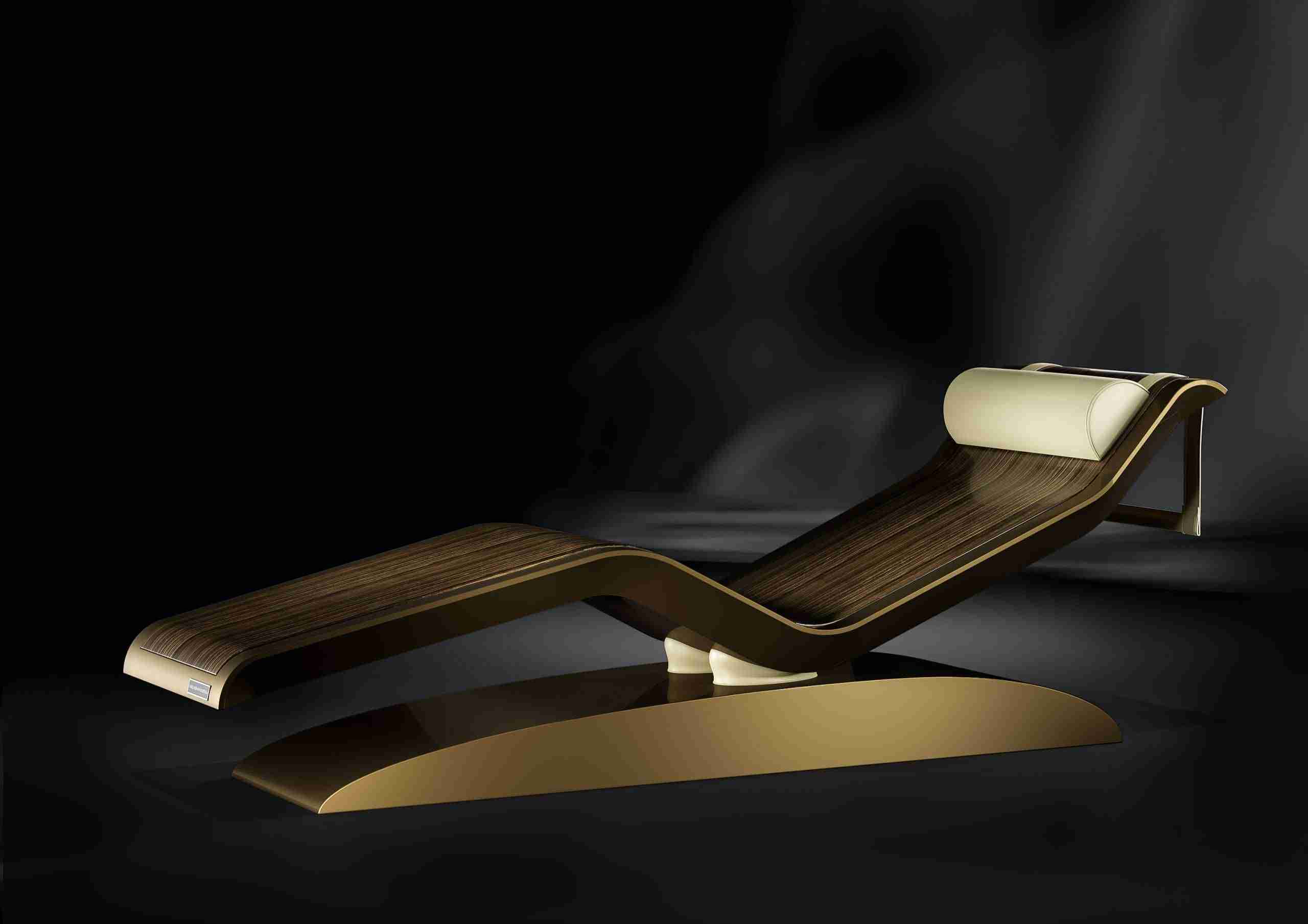 Front Angle Of Diva Moderno — Contemporary Heated Marble Spa Lounger For High-End Wellness And Pool Lounges By Fabio Alemanno Design.