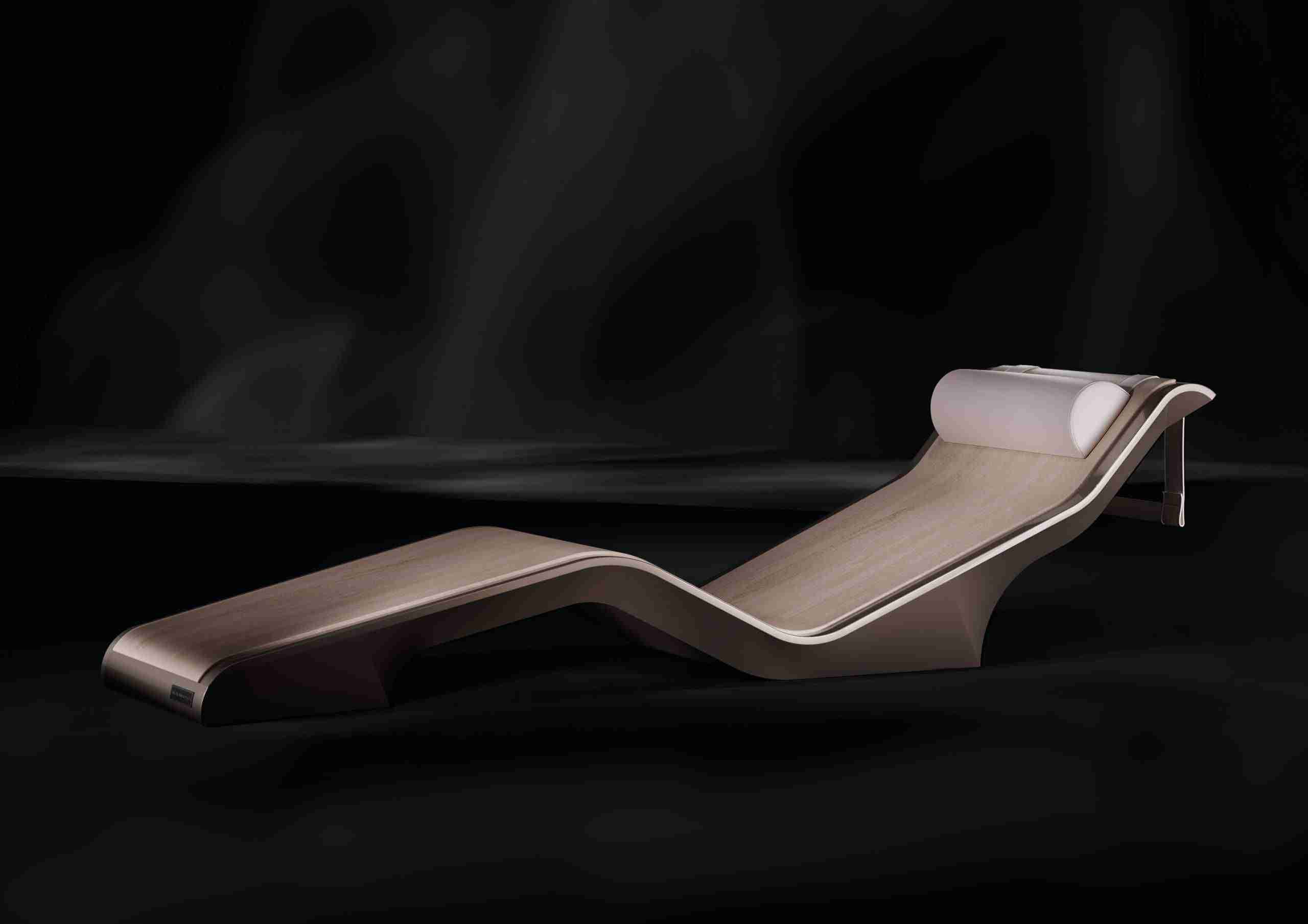 Front View Of Diva Basico Heated Marble Chaise Longue — Spa Lounger For Premium Wellness Interiors By Fabio Alemanno Design.