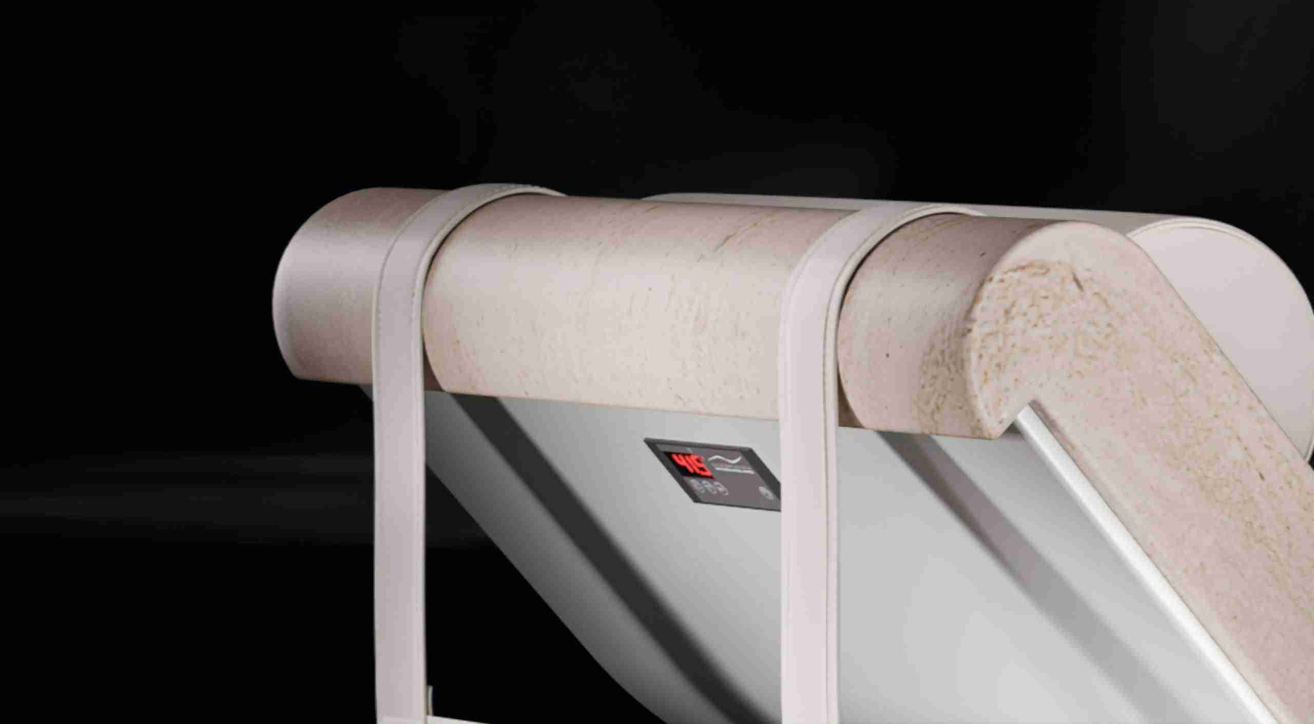 Cleopatra Basico Heated Marble Lounger — Back View With Integrated Digital Thermostat (30–41.5 °C) That Preserves The Clean, Minimalist Aesthetic; Ideal For Unattended Relaxation Rooms.