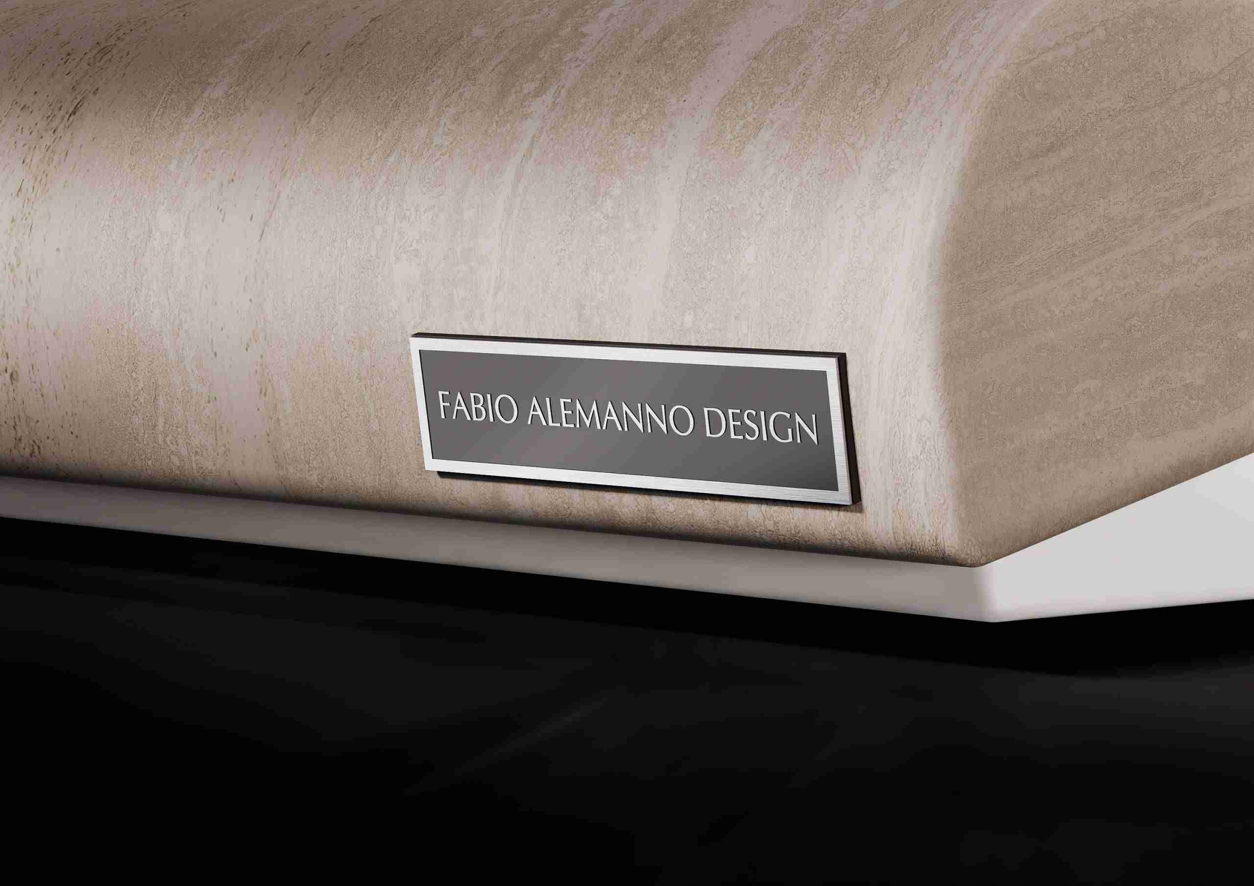 Cleopatra Basico Heated Marble Lounger — Signature Brand Plaque Inset In Natural Marble, Expressing Italian Craftsmanship And Exclusivity.