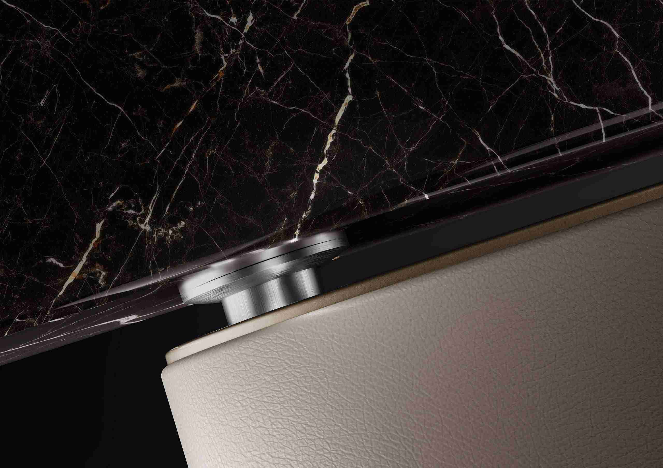 Detail Of Hidden Armrest Attachment And Control Buttons On Cleopatra Classico Heated Lounger.