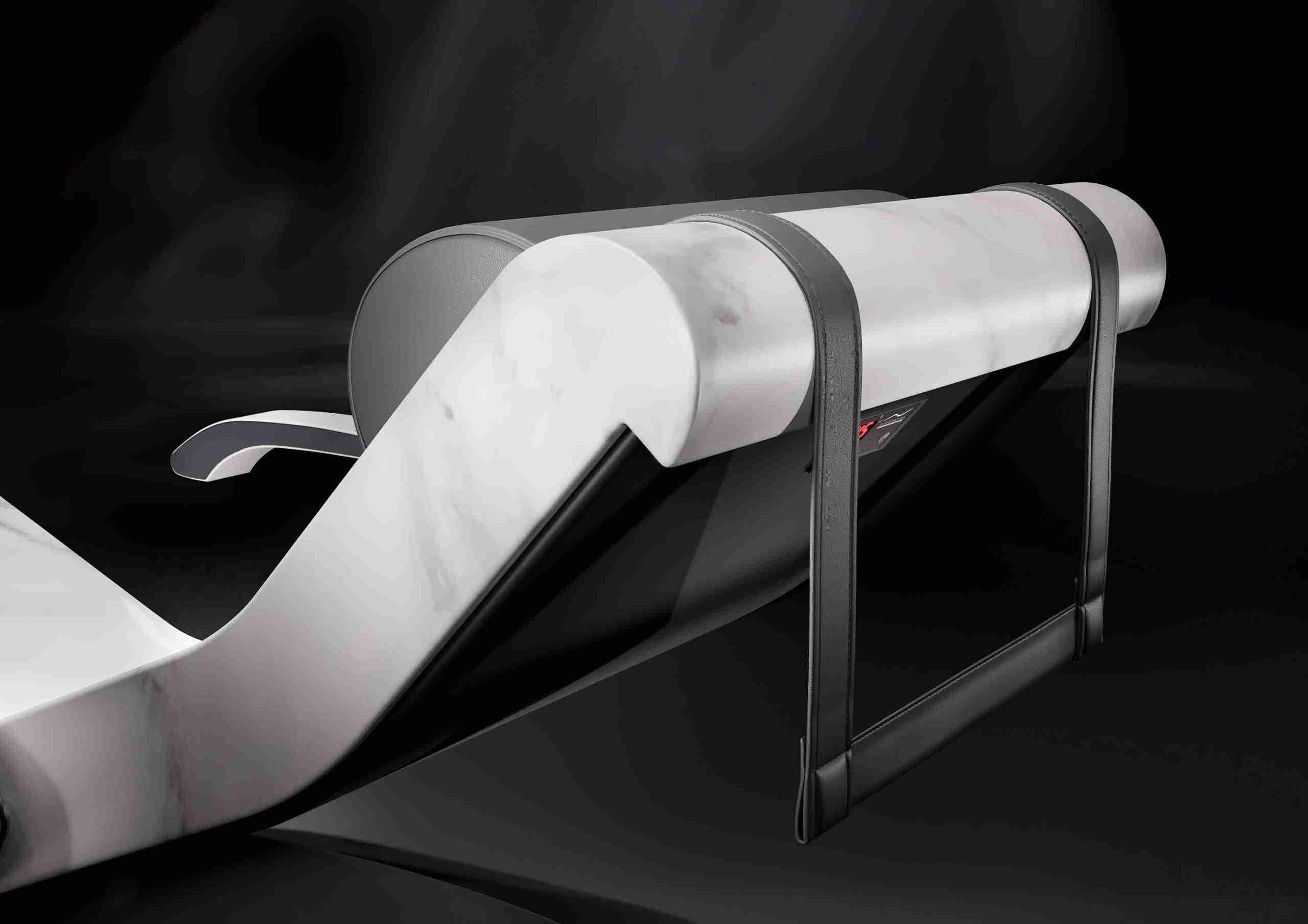 Cleopatra Moderno Heated Marble Lounger — Top Close-Up Luxury Marble Detail