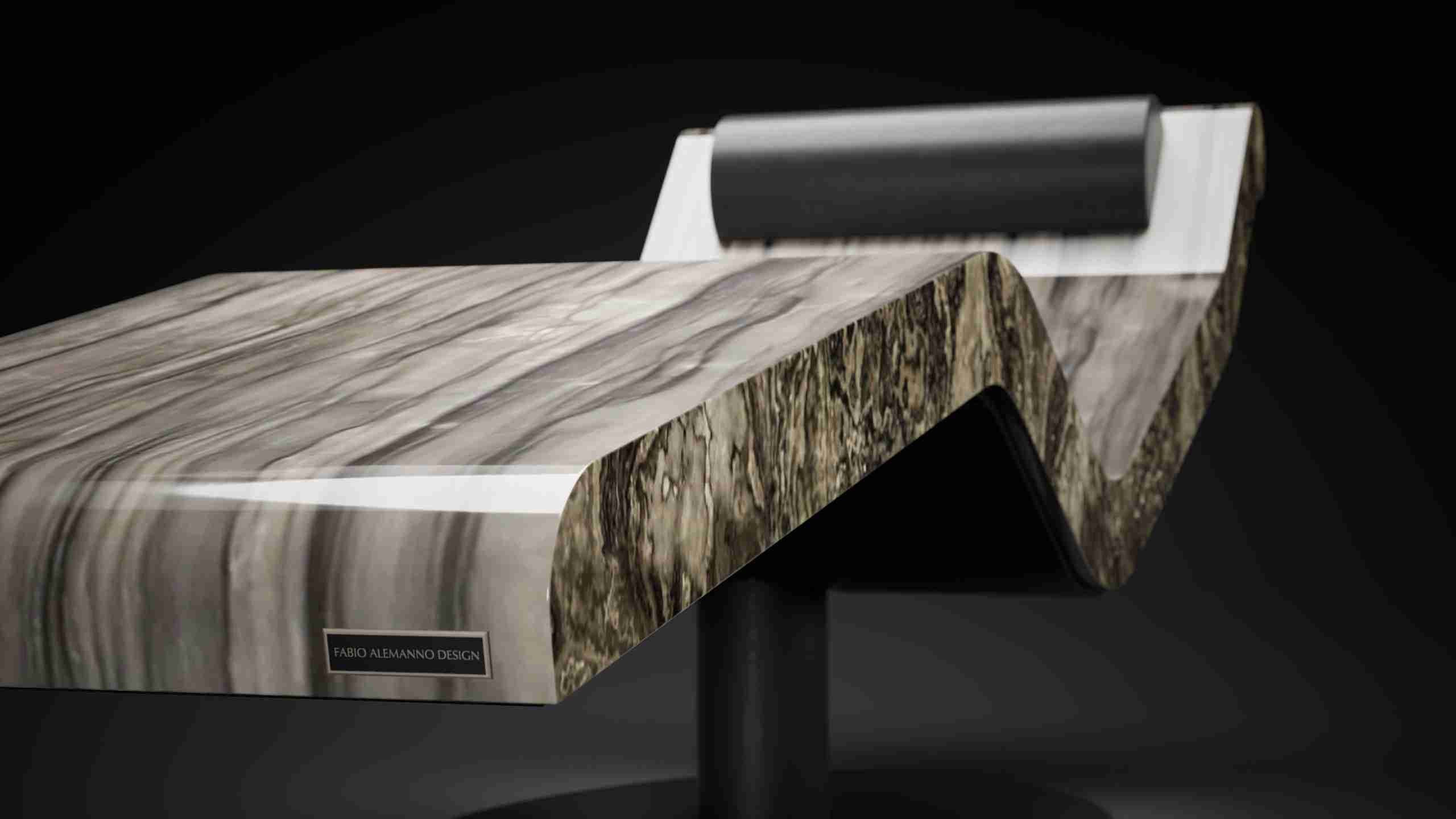 Cleopatra Poolbase Heated Marble Lounger — Front-Right View