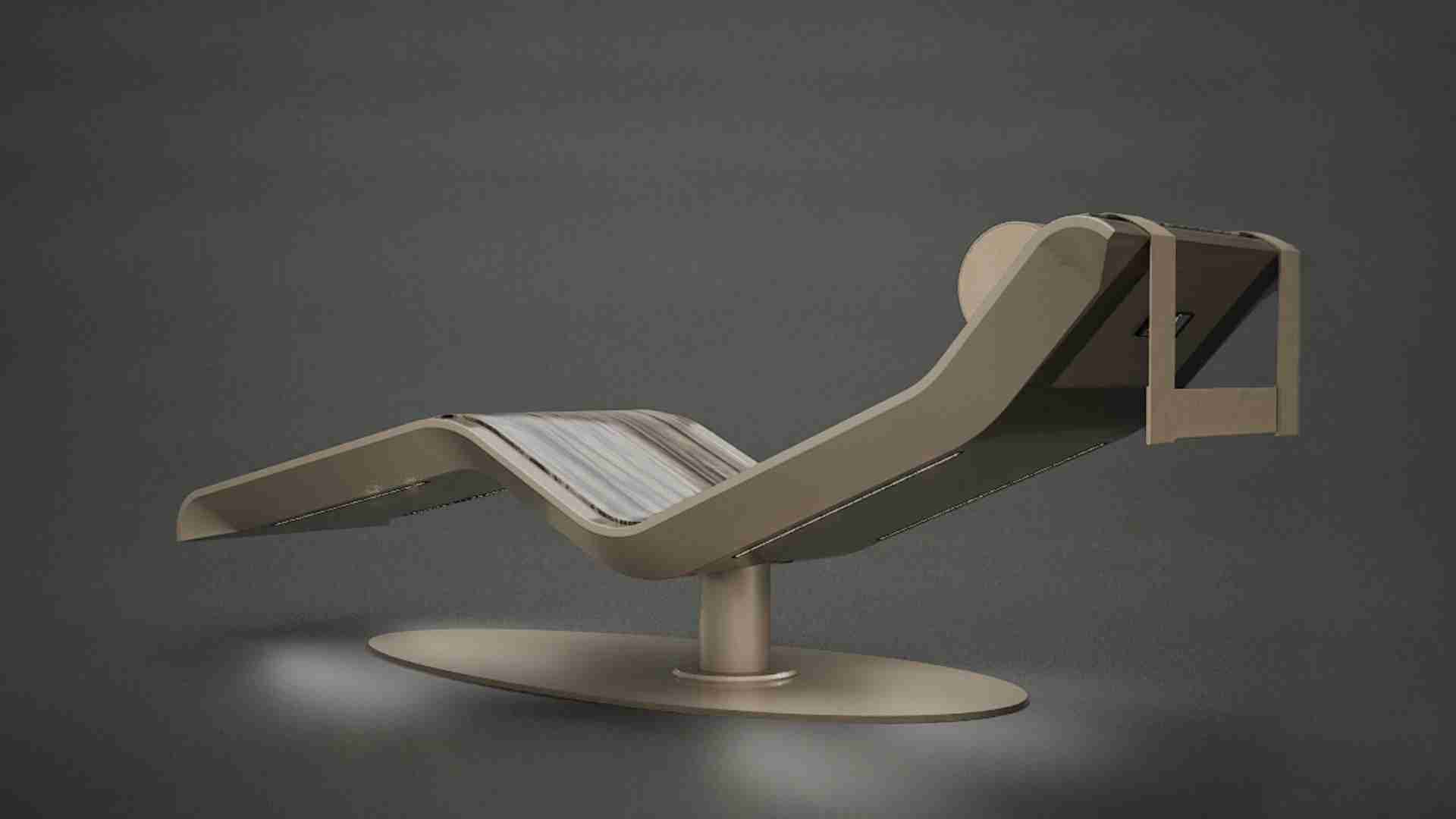 Pool Base Back View, Châtain Finish — Luxury Heated Marble Chaise Longue For Spas And Pool Environments By Fabio Alemanno Design.