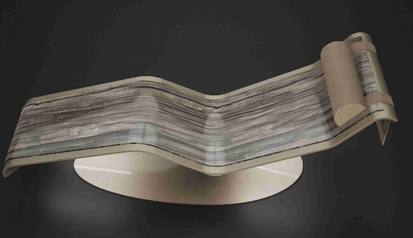 Pool Base Top View — Continuous Marble Surface Delivering Uniform Infrared Heat Across The Relaxation Lounger.