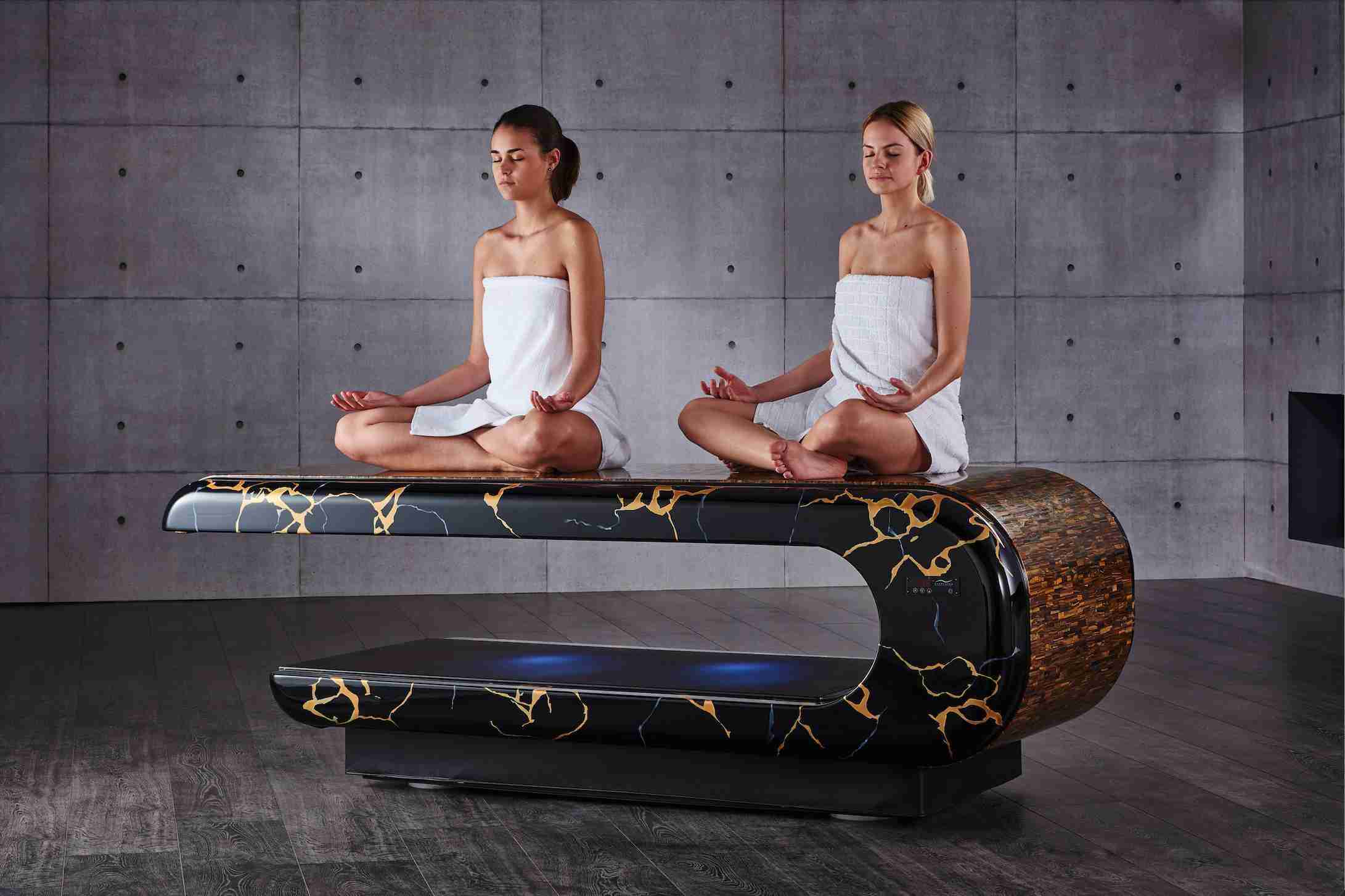 Luxury Spa Furniture Featuring A Heated Marble Massage Table Designed For Meditation And Treatment Rituals