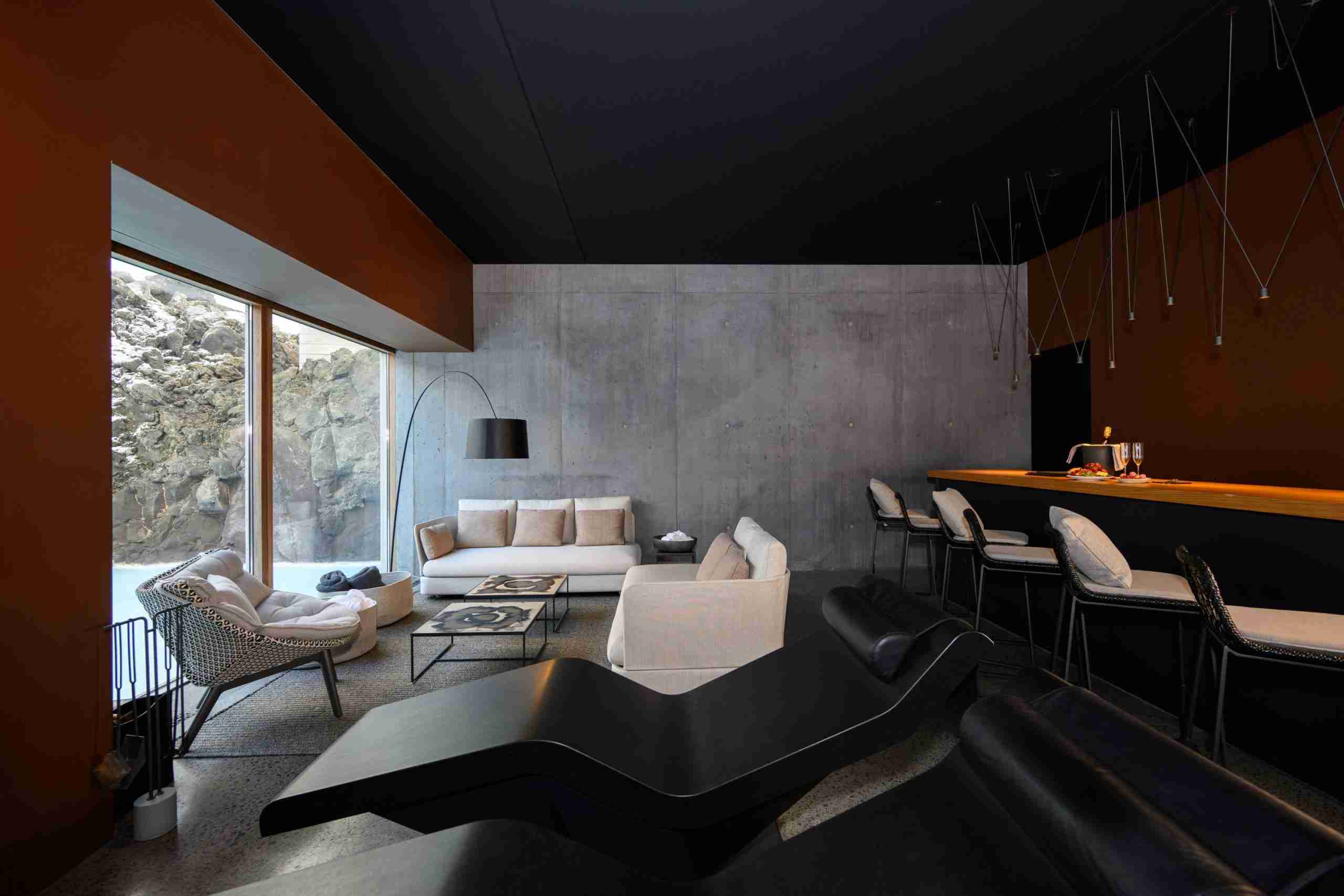 Heated Loungers In The Lava Cove At Blue Lagoon’s The Retreat — Immersive Geothermal-Inspired Relaxation.