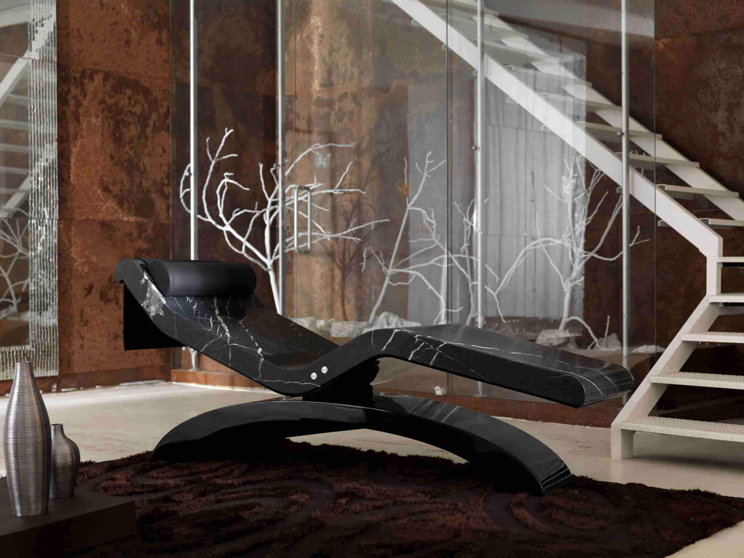 Cleopatra Classico Heated Marble Lounge Chair In A Private Home Suite — Elegant Relaxation Corner.