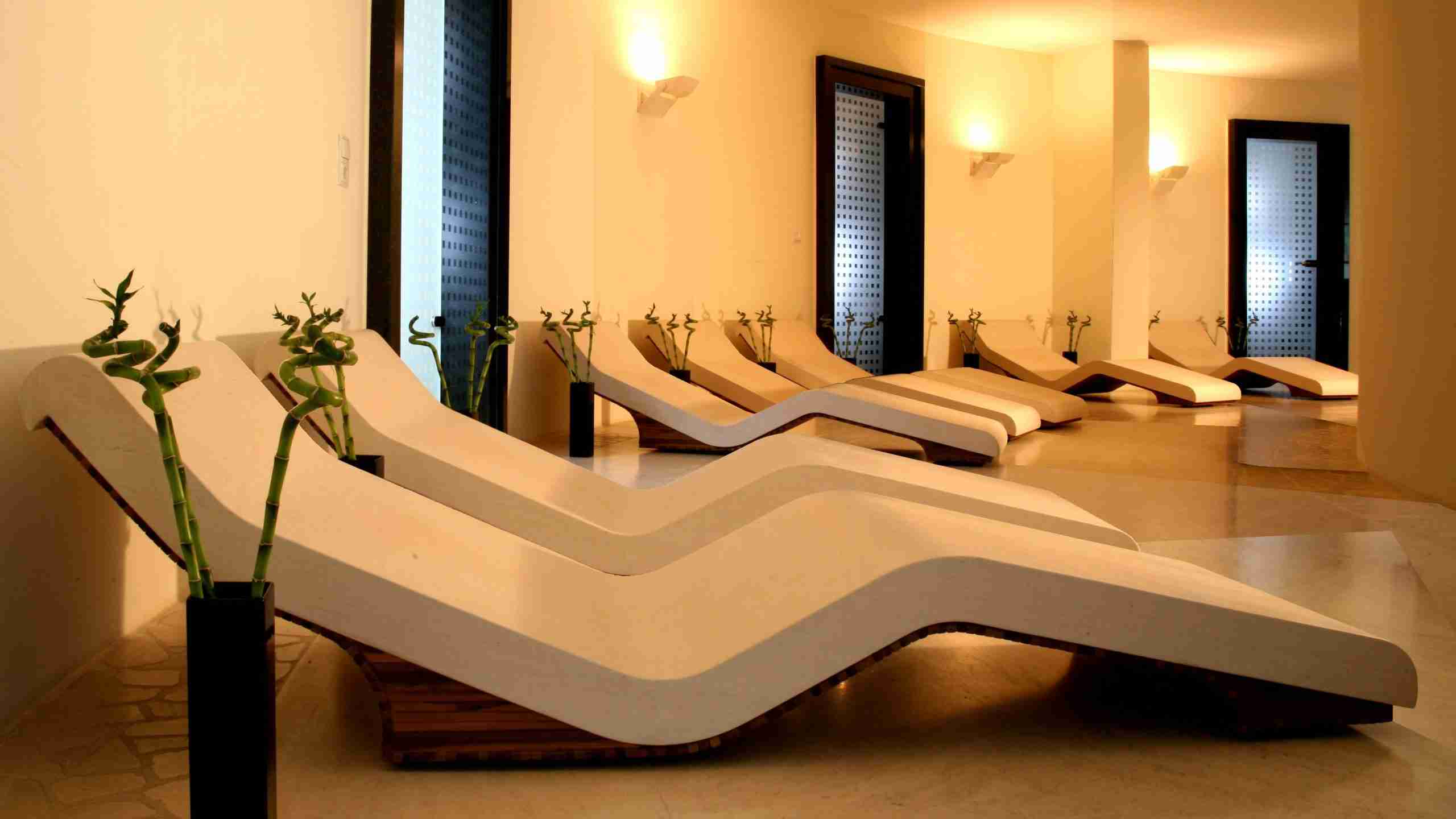 Luxury Spa Furniture Project Showcase Featuring Cleopatra Basico Infrared Heated Marble Loungers
