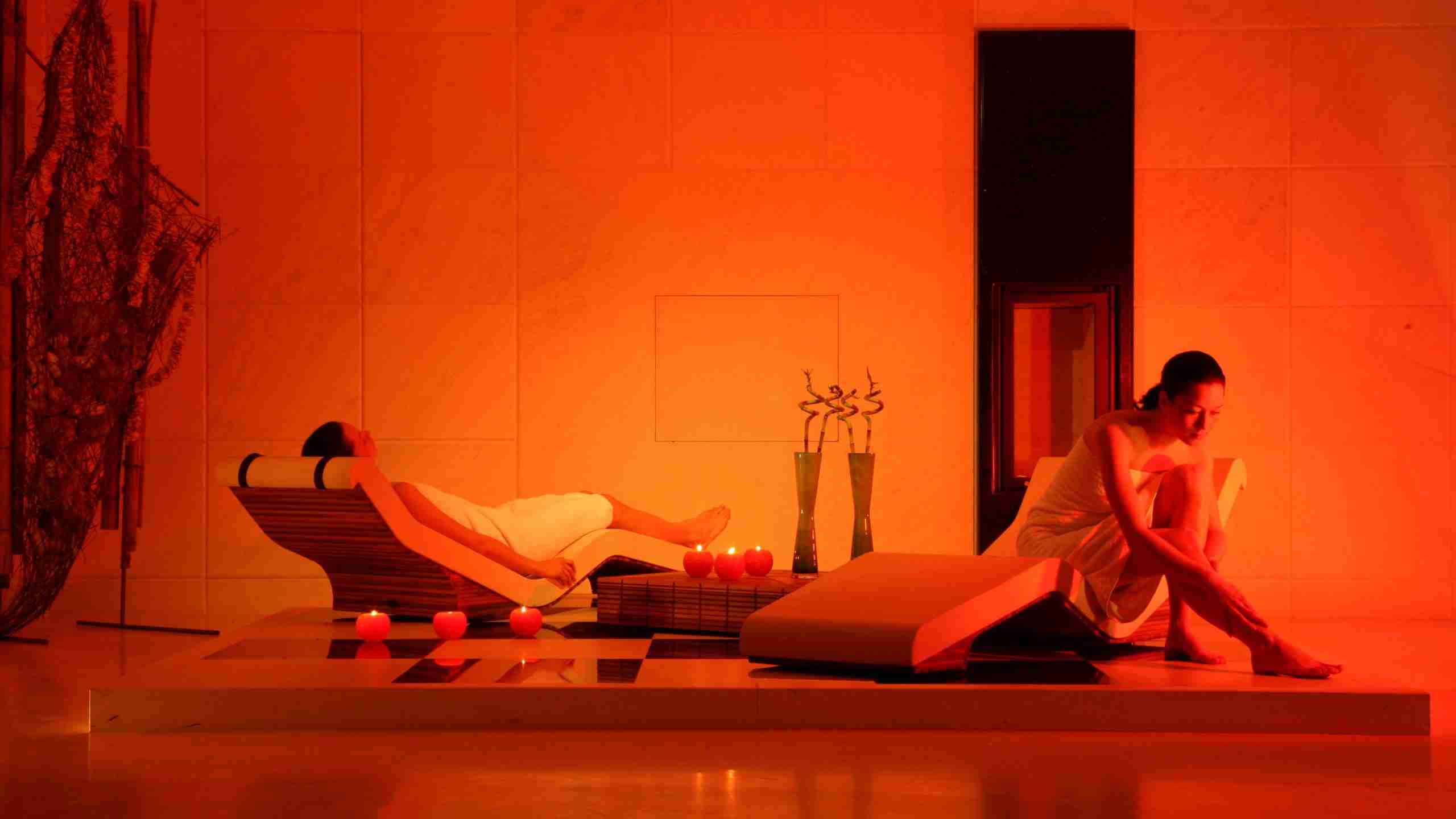 Spa And Wellness Space At A Wellness Retreat Featuring Cleopatra Basico Infrared Heated Loungers