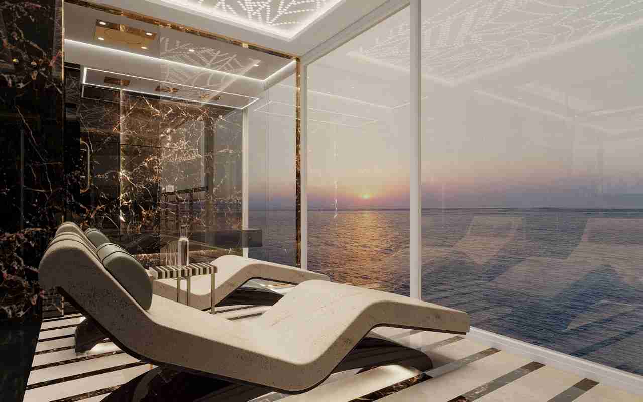 Cleopatra Classico Heated Marble Loungers Aboard Regent Seven Seas Splendor Spa — Tillberg Design Interior.