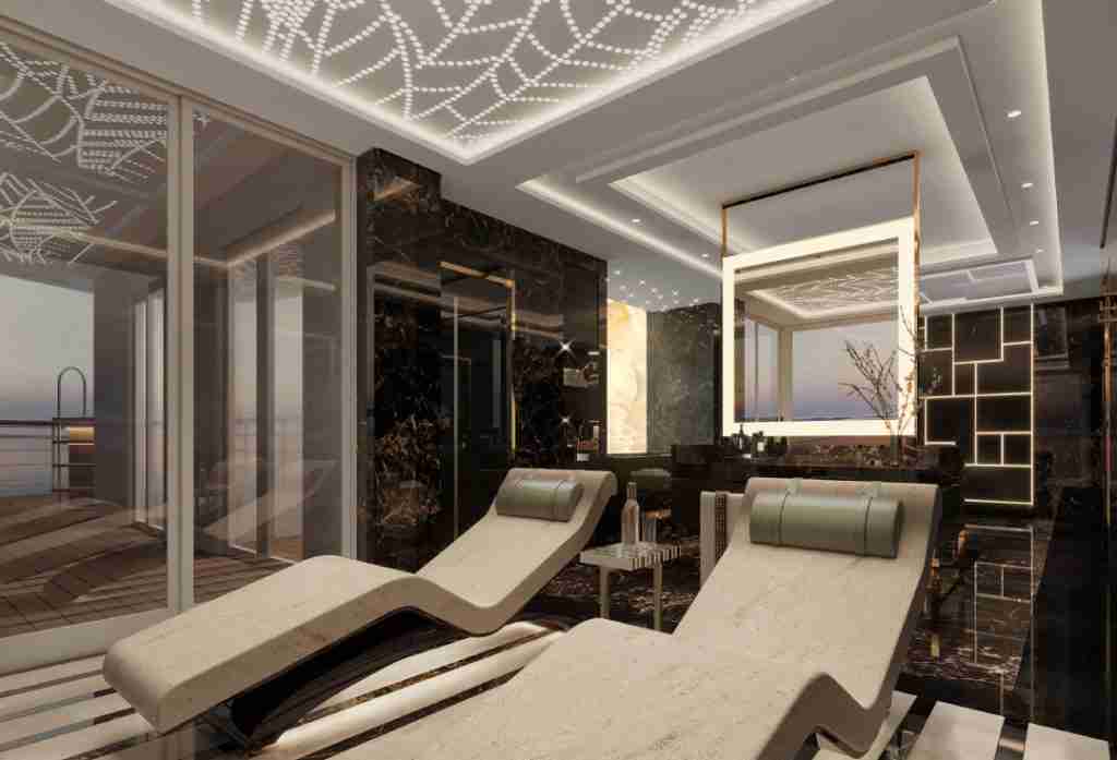 Cleopatra Heated Marble Lounger In Seven Seas Splendor Regent Suite Spa Interior