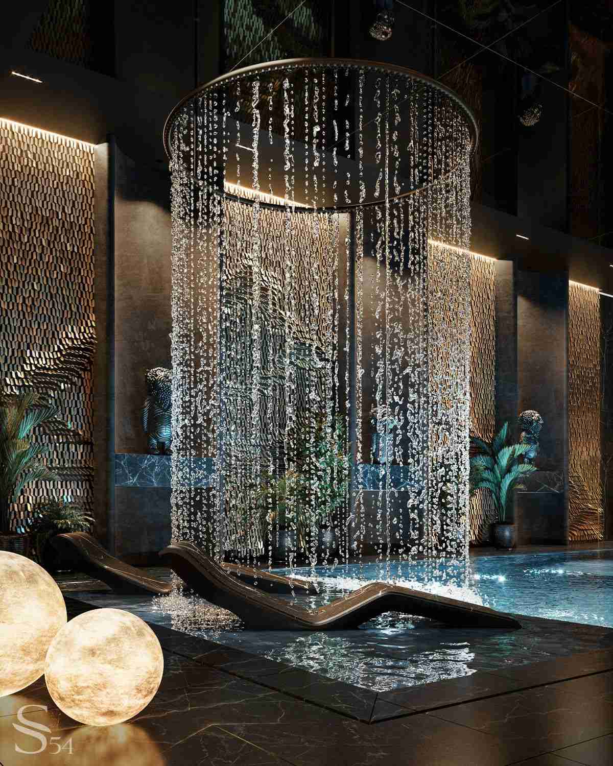 Diva Basico Heated Marble Loungers — Stunning Spa Render With Balanced Ergonomics, Gentle Infrared Heat And Elegant Materials.