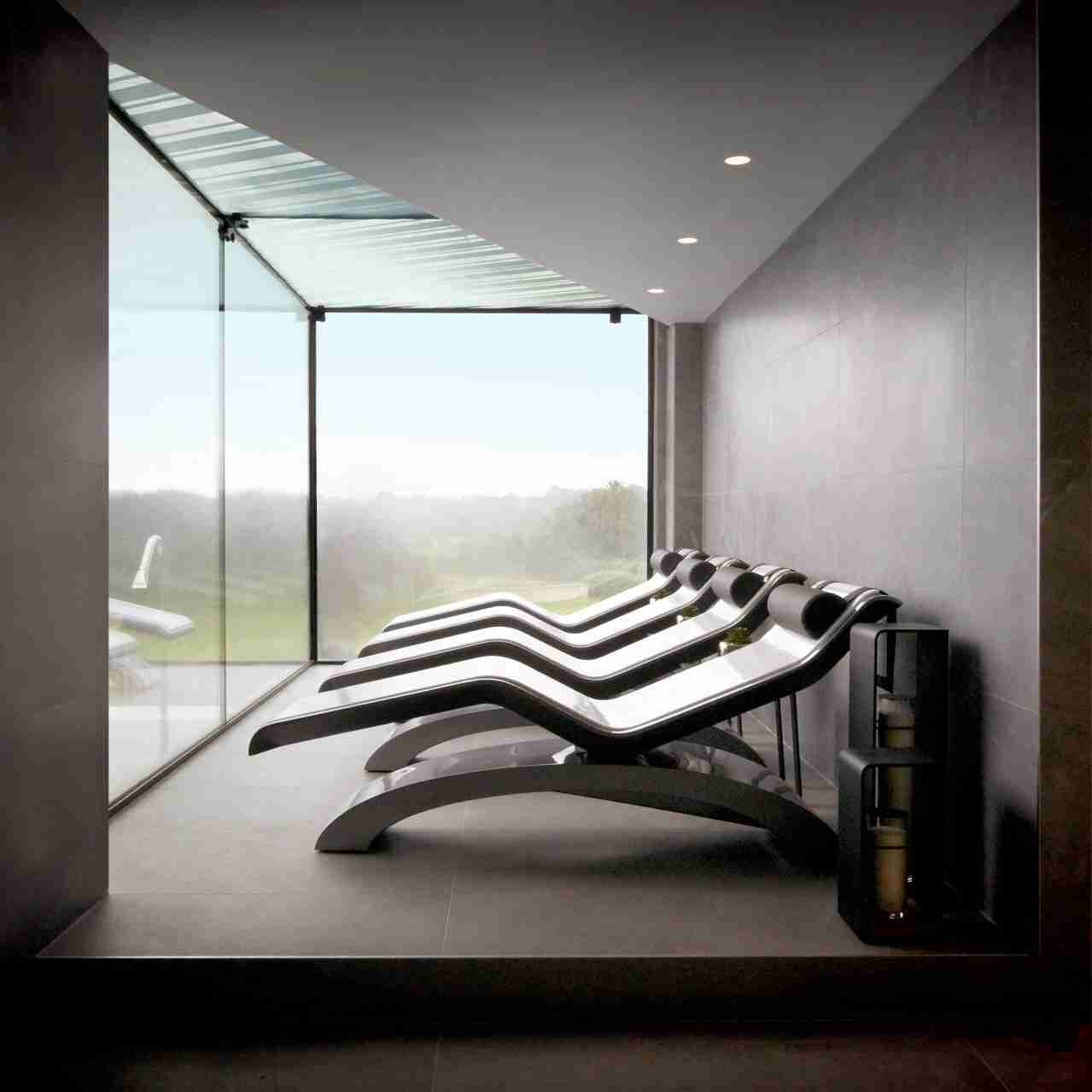 Luxury Spa Furniture Side View Of Diva Classico Infrared Heated Loungers In A Premium Relaxation Area