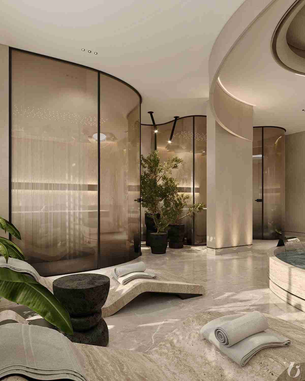 Cleopatra Basico Heated Marble Loungers — Exclusive Spa Retreat With Tranquil Atmosphere And Sculptural Presence.