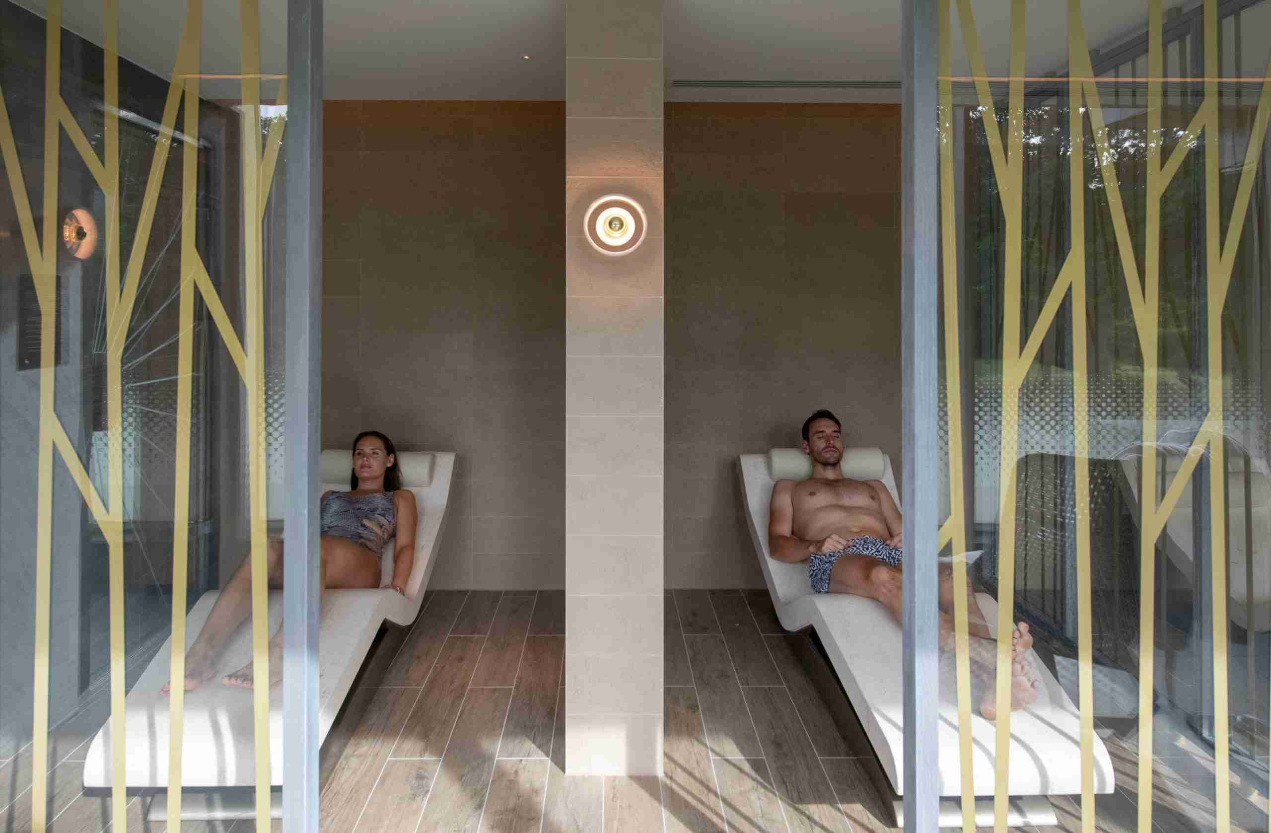 Cleopatra Moderno Heated Marble Loungers At Cottonmill Spa, Sopwell House — St Albans, Uk.