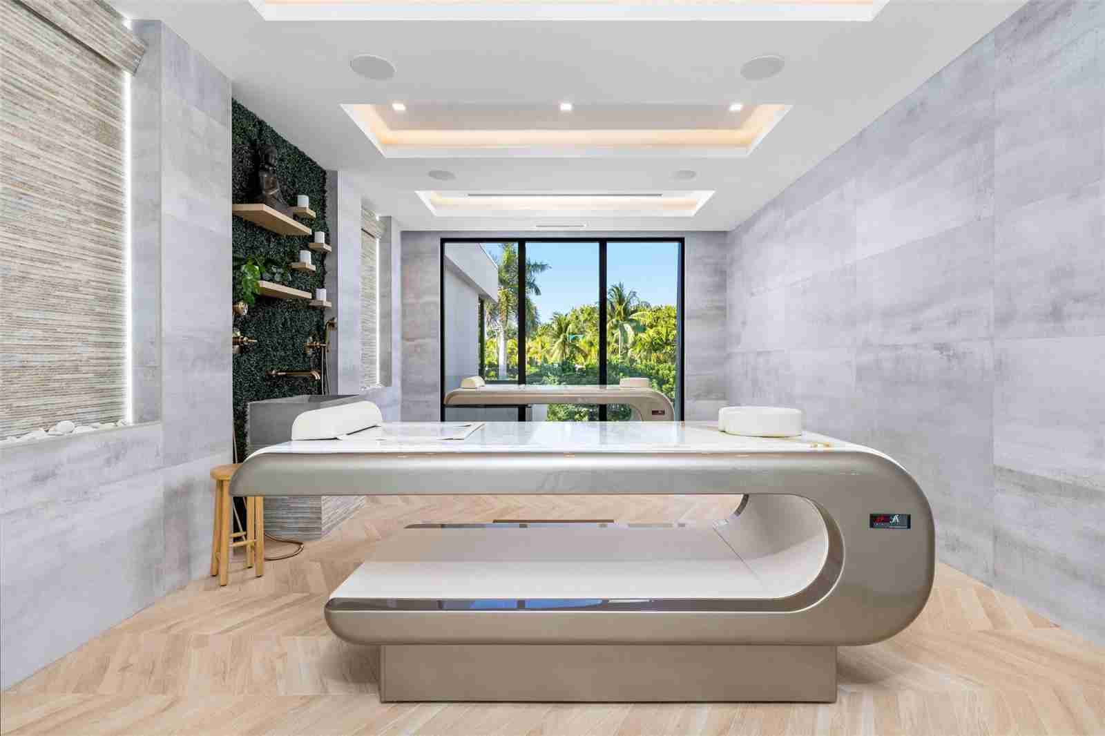 Luxury Spa Furniture Detail Featuring A Square Hammam Table Designed For A Private Client