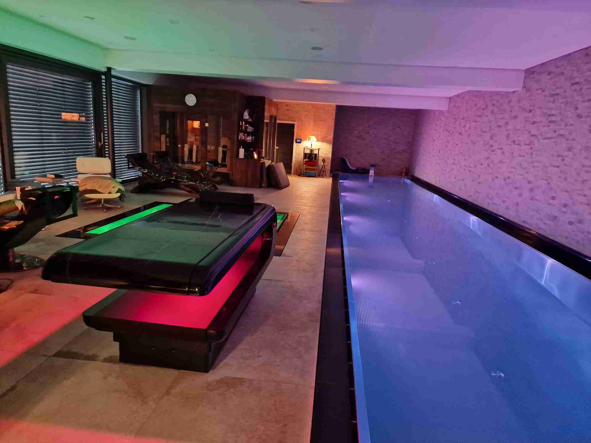 Square Table Heated Stone Massage Table — Wellness Room Composition For Body Treatments, Scrubs And Warm Stone Therapy.